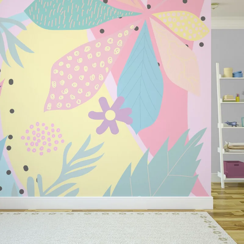 Papel de Parede Painel Floral Tons Pastéis 4 rolos - 6m²