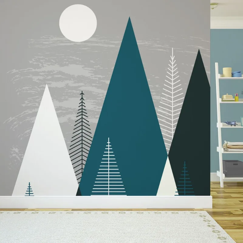 Papel de Parede Painel Paisagem Montanhas Noite 4 rolos 6m²
