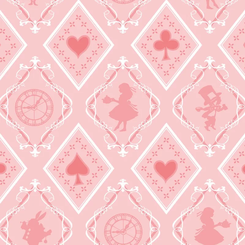 Papel de Parede Rosa País das Maravilhas rolo 57x270cm