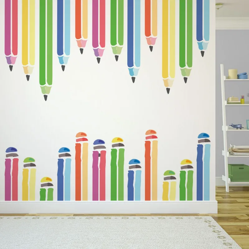 Papel de Parede Painel Lápis de Cor Aquarela 4 rolos - 6m²