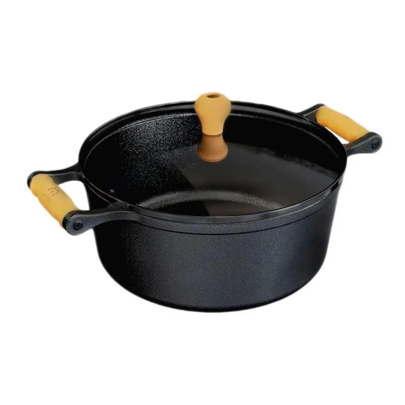 Caçarola 99847 Ferro 3,2L com Tampa de Vidro e Alça de Madeira Rig Fundidos