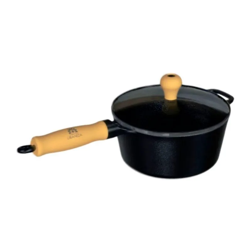 Caçarola 99880 Aço Inox 1,7L Cabo de Madeira Tampa de Vidro Libaneza