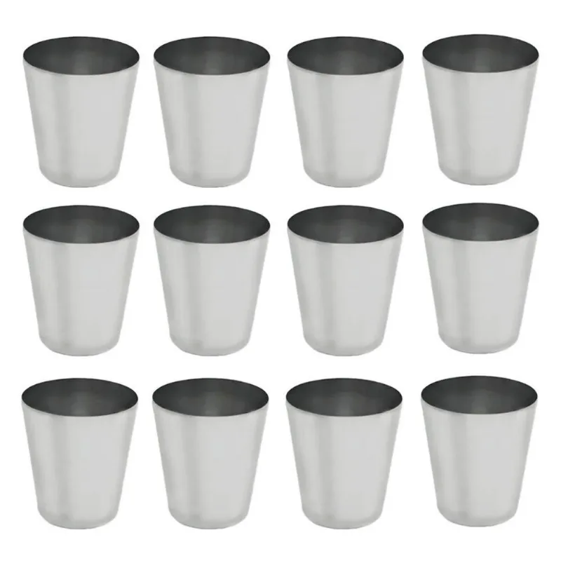 Kit 12 Copos para Suco de Alumínio Polido Kit12copospeitao 300ML Uso Doméstico Escolar e Corporativo