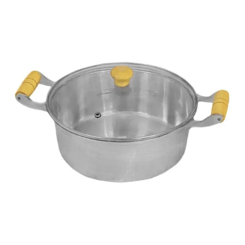 Caçarola Alumínio Fundido Alça Madeira Tampa de Vidro 16CM 1,2L Diviforte