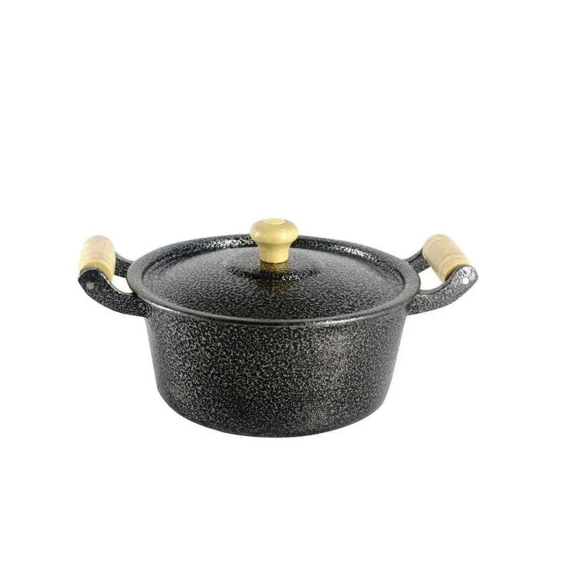 Caçarola Panela Reta Craqueada De Alumínio 34Cm Preto