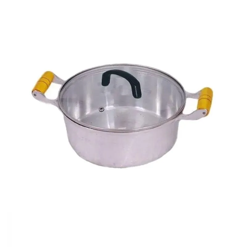 Caçarola Alumínio Fundido Alça Madeira Tampa de Vidro 45cm