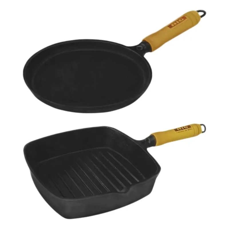 Jogo de Frigideiras Cook Grill e Chapa Tapioca Ferro Fundido