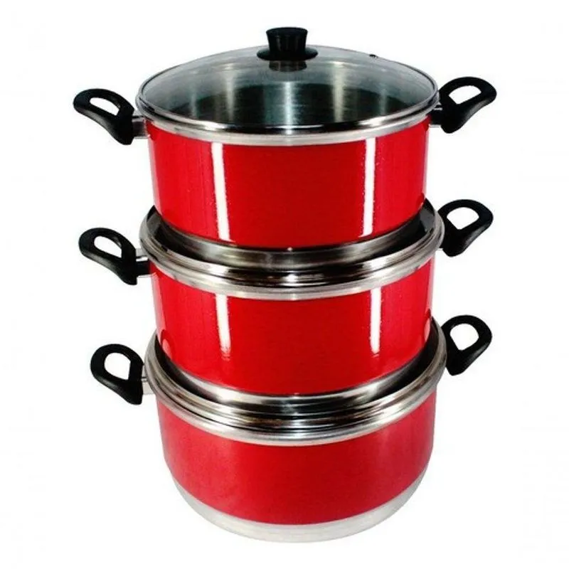 Jogo Panelas Grande (Jogão) Vermelho Alumínio 3pçs Vermelho