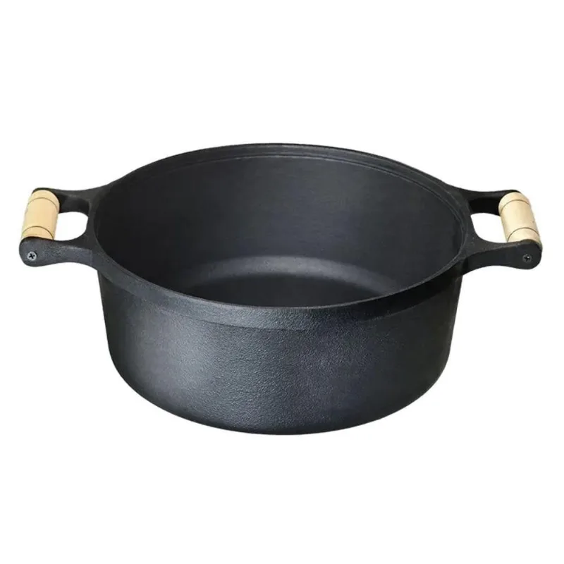 Caçarola FS-6955 Ferro Fundido 32cm Alça de Madeira sem Tampa Preto Santana