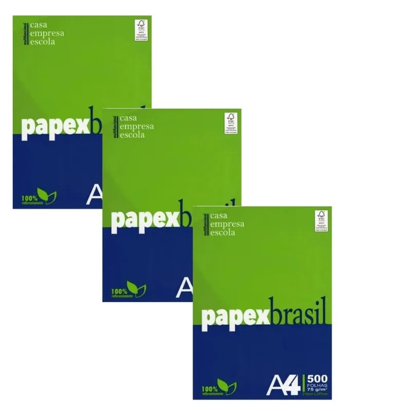Kit 3 Papel Sulfite A4 75g Chamex Office 1500 Folhas 3 Resma