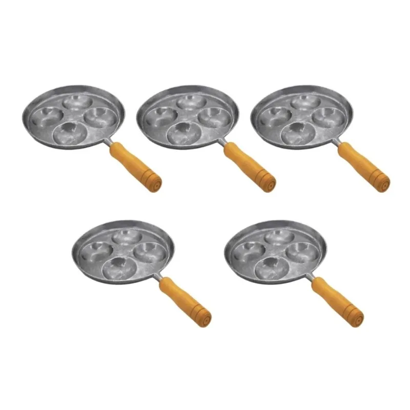 Kit 5 Frigideiras Multi-ovo Frita 4 Ovos em Alumínio Batido