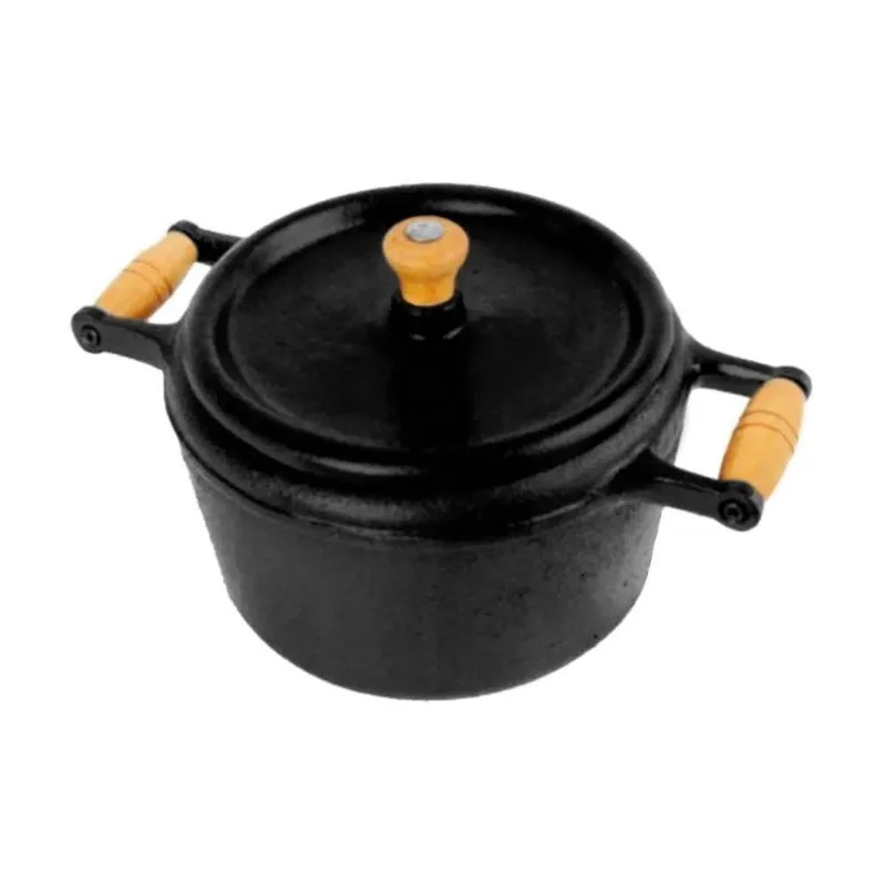 Panela de Ferro Pressão 2 Alças Madeira 4L Preta Rig Fundidos