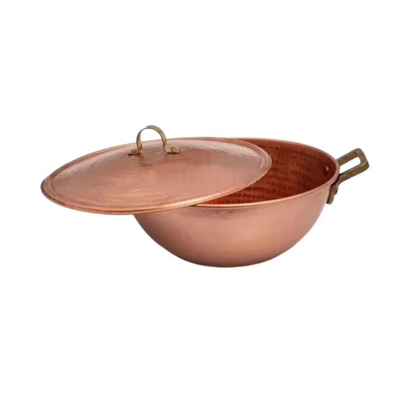 Tacho Cobre Puro Pra Doce Chapa Grossa Alça E Tampa 20l 46cm