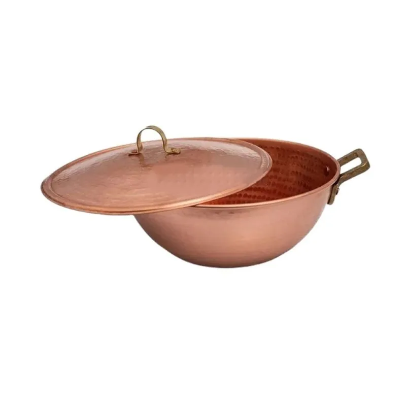 Tacho Cobre Puro Pra Doce Chapa Grossa Alça E Tampa 25l 52cm