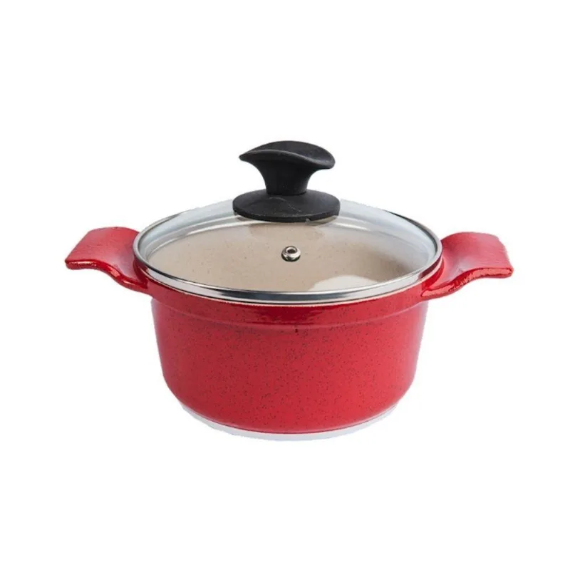 Caçarola Antiaderente Marmorizada Alumínio 18CM 1,7L Tampa Vidro Javali
