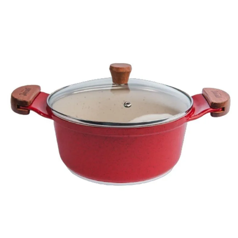 Caçarola Antiaderente Marmorizada Alumínio 18CM 1,7L Tampa de Vidro Javali