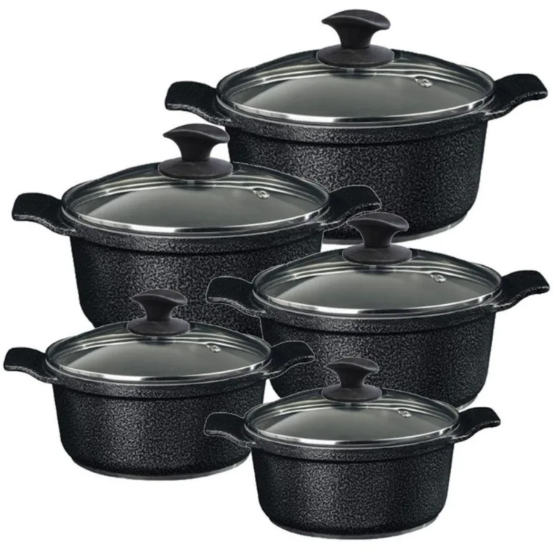 Jogo de Panelas 1634-JAV Caçarolas Alumínio Cerâmica Antiaderente 16 a 24cm Preto Craq Javali