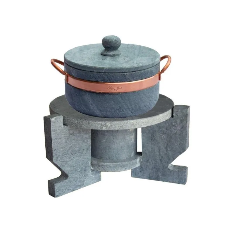 Fogareiro Réchaud Fog.g+cac800-indsj Pedra Sabão E Cobre Para Mesa 0,8l Industria São Jose