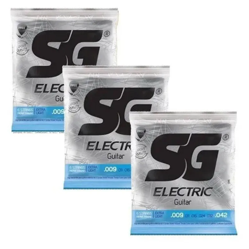 Encordoamento para Guitarra KIT5160-IZ Tensão Pesada 011 049 Niquel Kit 3 com Cordas Extras