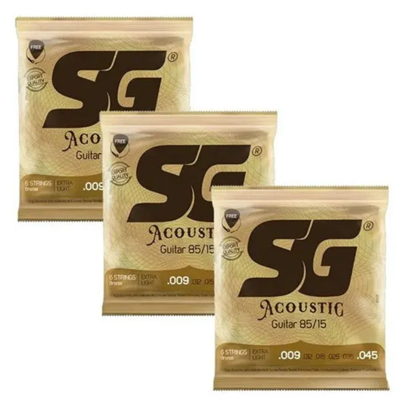 Kit 3 Encordoamento Violão Aço 011 Sg 85/15 Bronze