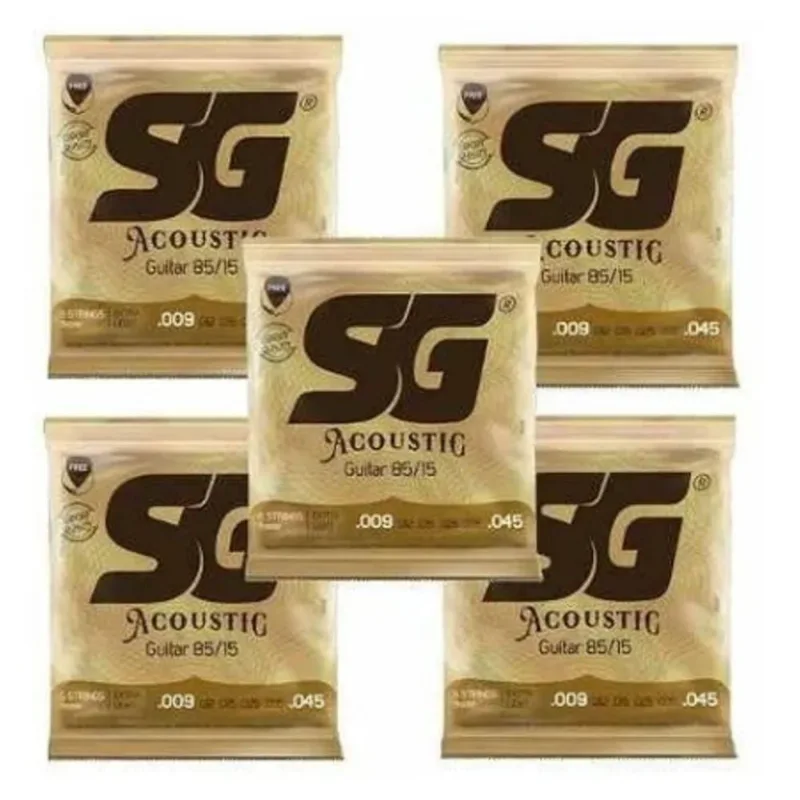 Kit 5 Encordoamento para Violão Aço 009 Sg 85-15 Bronze Extra Light Izzo