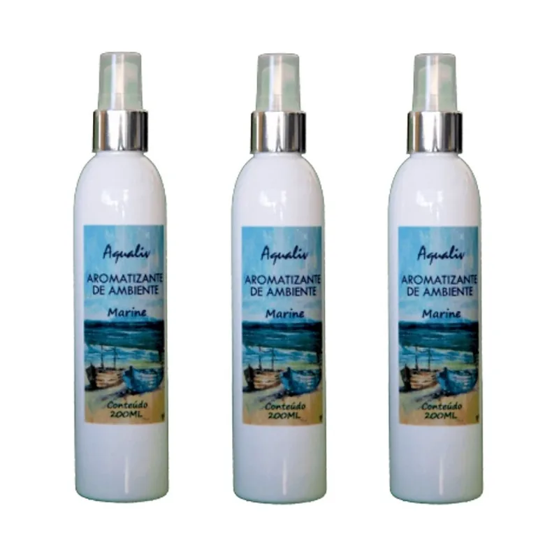 Kit 3 Aromatizador De Ambientes Aroma Marine Frasco 200ml
