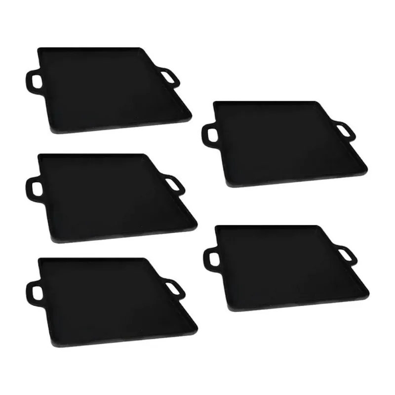 Kit 5 Bifeteiras 5X.1088-RIG Lisa Quadrada Ferro Fundido 30x30cm Preto Rig Fundidos