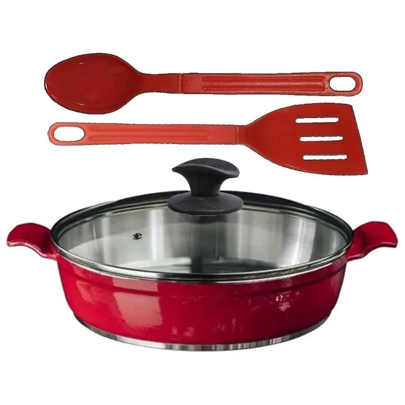 Frigideira Talher03 Aa30cm Alumínio Fundido Antiaderente 30CM Vermelha Javali