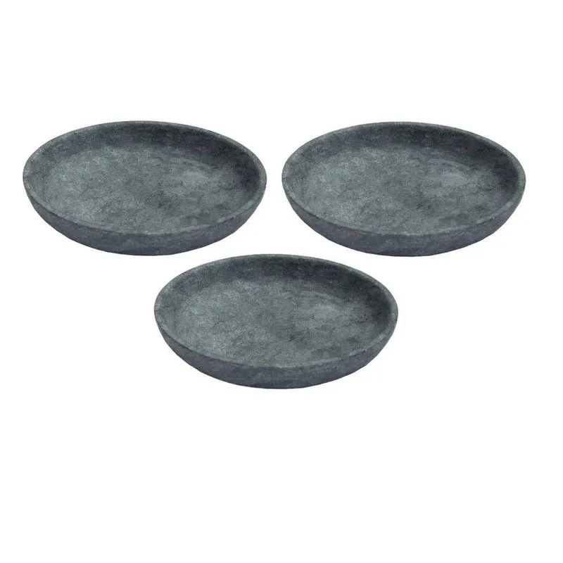 Kit 3 Pratos Fundo Para Massa Em Pedra Sabão Borda Alta 18Cm