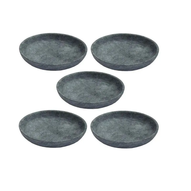 Kit 5 Pratos Fundo Para Massa Em Pedra Sabão Borda Alta 18Cm