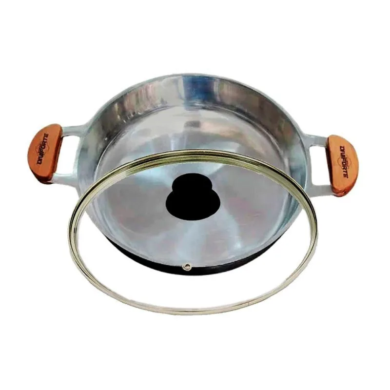 Frigideira Alumínio Fundido Alça Meia Lua Tampa Vidro 30CM Diviforte