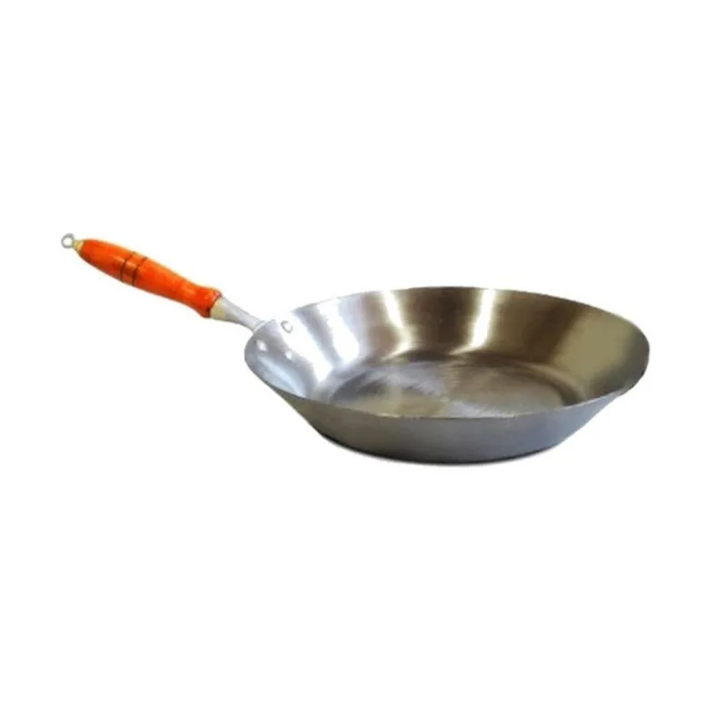 Frigideira Aço Carbono 2MM Cabo Madeira Fritura 1500ML 25CM Preta Jamar