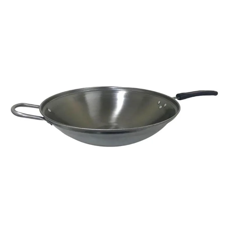 Frigideira Wok Aço Inox Tacho Chinês Funda 4L 38CM Cabo Baquelite Jamar