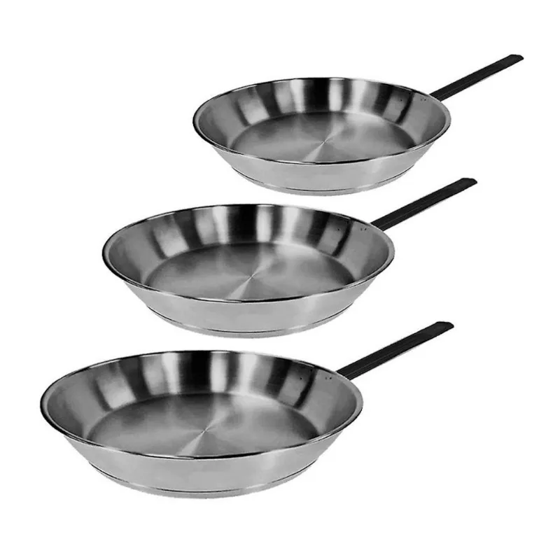 Kit Frigideiras Aco Carbono Chapa 1mm Cabo de Ferro 25cm 30cm 35cm Cozimento Uniforme Jamar
