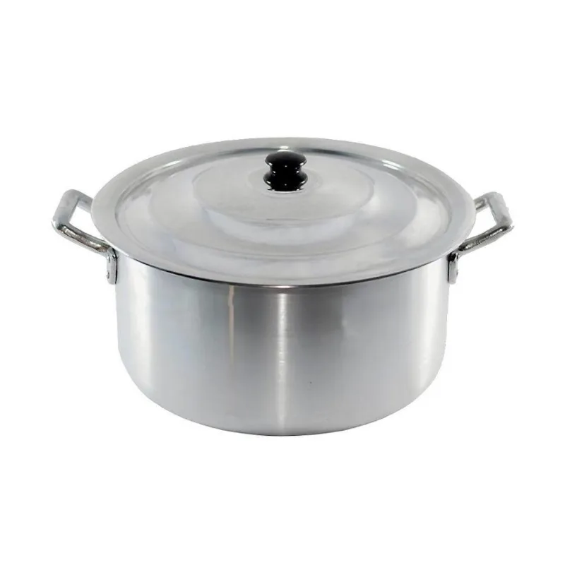 Caçarola Hotel Panela Industrial Alumínio Fundido 24CM 6L Tampa Prata para Restaurantes Buffets