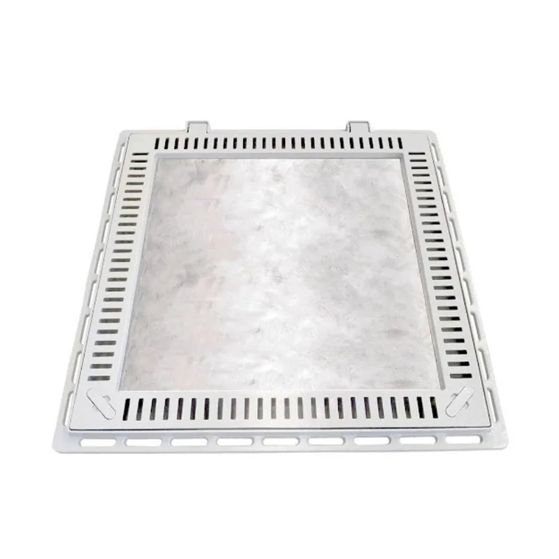Tampa Casa Máquina Piscina B2 Articulada Rebaixada com Grelha Alumínio Fundido Branco GDA Industria