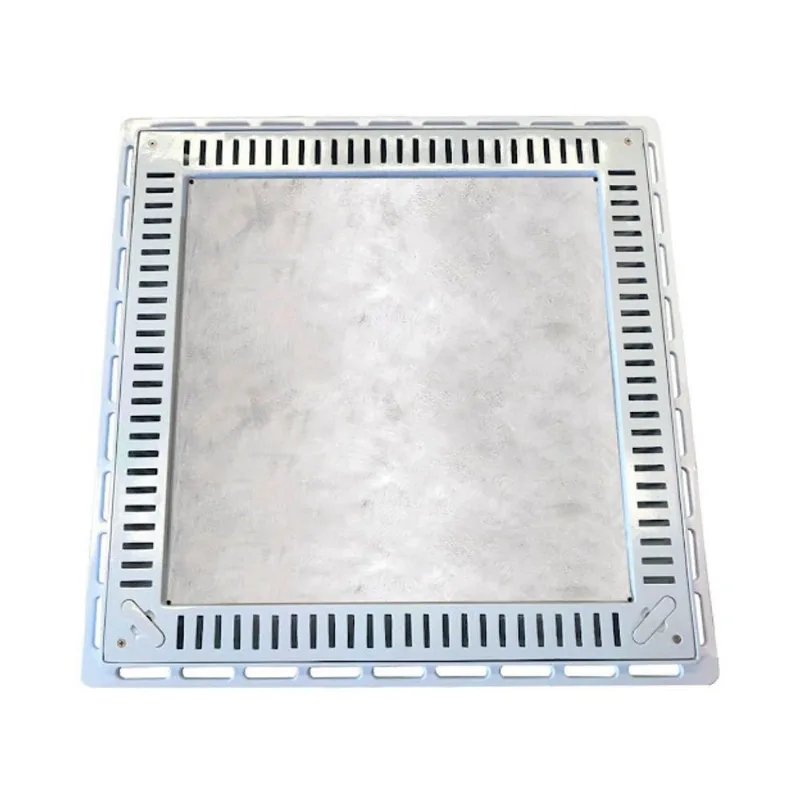 Tampa Casa Máquina Piscina B2 Simples Rebaixada com Grelha Alumínio Fundido Branca GDA Industria