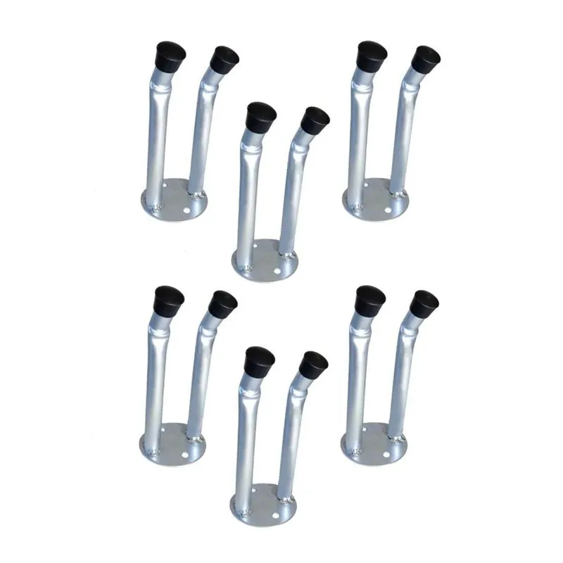 Kit 6 Suportes Vassoura Organizador Simples Zincado 15x7cm