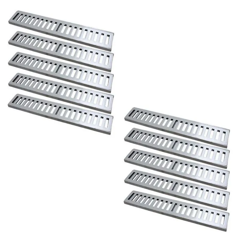 Kit 10 Ralo Grelha Linear Com Caixilho Alumínio Polido 8x50cm Gda Indústria E Distribuidora