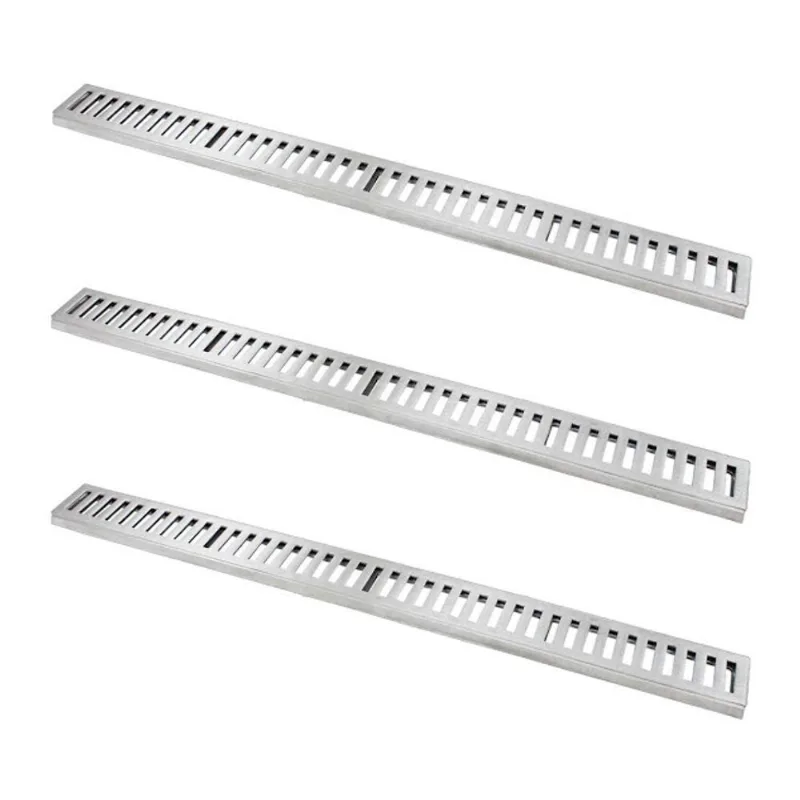 Ralo Grelha Linear Kit 3 com Caixilho Alumínio Polido 8x100CM GDA Industria e Distribuidora