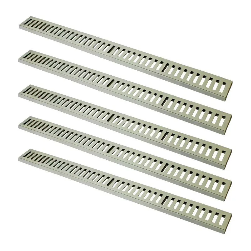 Kit 5 Ralo Grelha Linear Caixilho Em Alumínio Bege 10x100cm