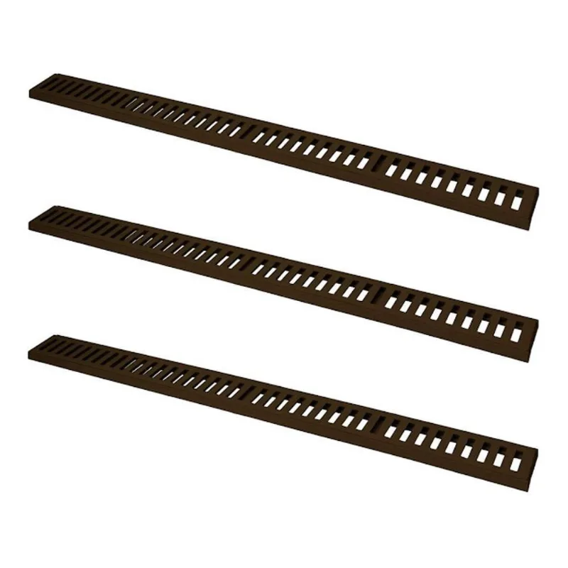 Kit 3 Ralo Grelha Linear com Caixilho Alumínio Marrom 10x100CM GDA