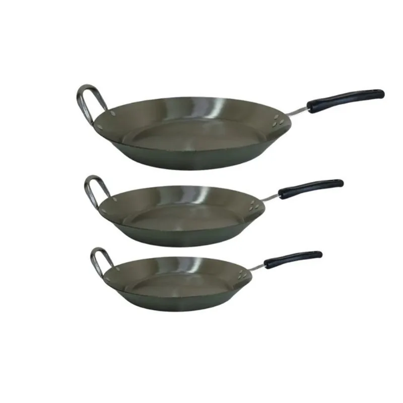 Kit Frigideiras Aço Inox Cabo Baquelite Chapa 2mm 25 30 e 35cm Jamar