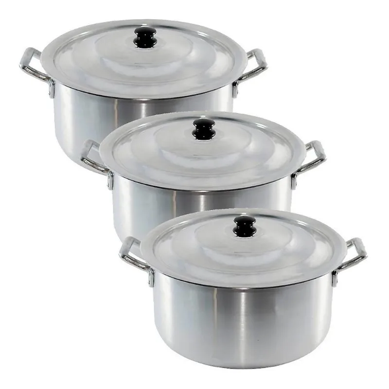 Conjunto de Caçarolas Hotel Industrial N3 Alumínio Fundido 3 Peças