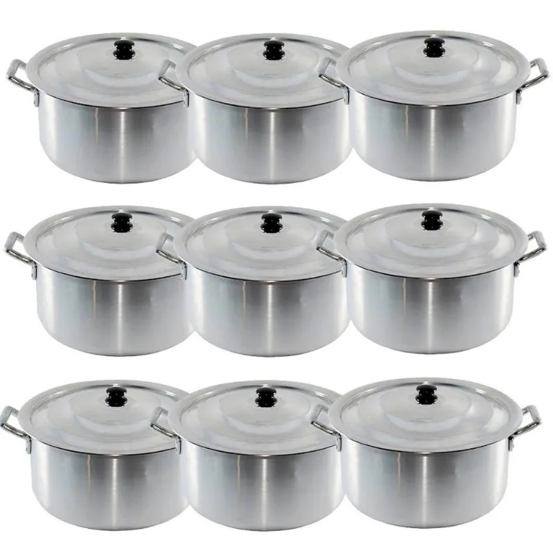 Conjunto de Caçarolas Hotel Industrial Alumínio Fundido 9 Peças com Tampa
