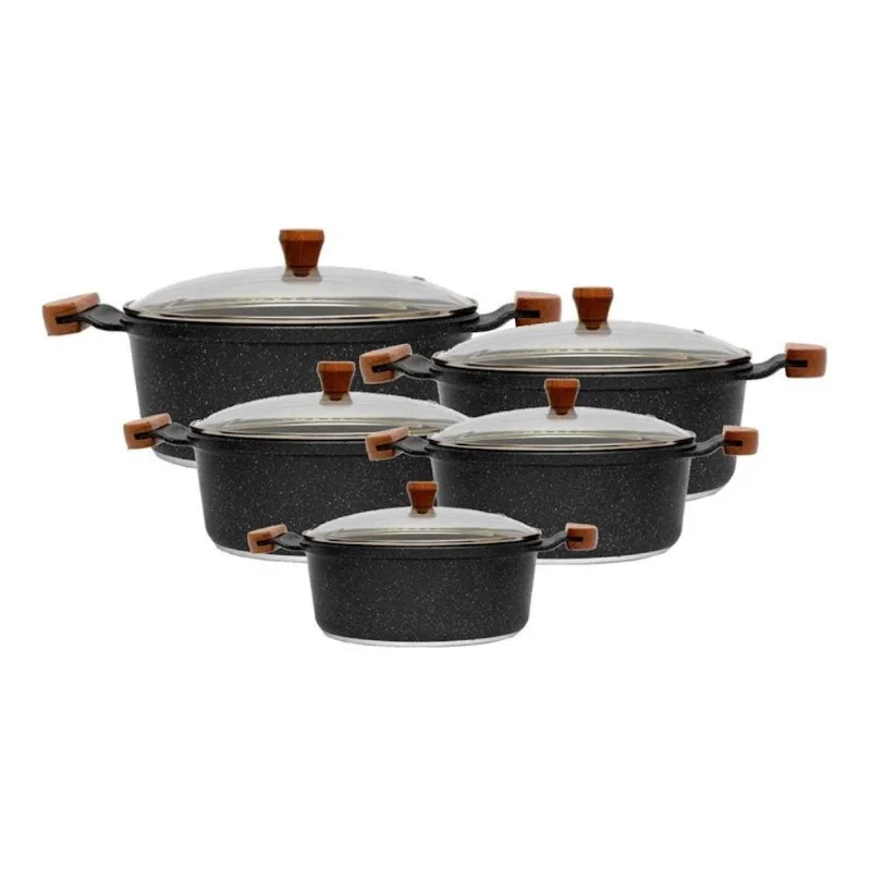 Jogo de Panelas Gourmet Alumínio Antiaderente Granito 16 a 24cm Javali