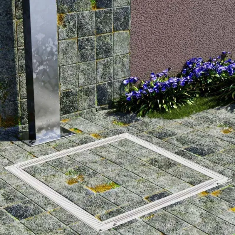 Tampa Piscina Ventilada Casa Máquina 80x80cm Rebaixo Bege