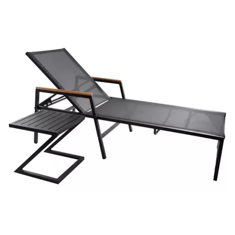 Espreguiçadeira com Mesa Diamante Alumínio Tela Sling Proteção UV Área Externa