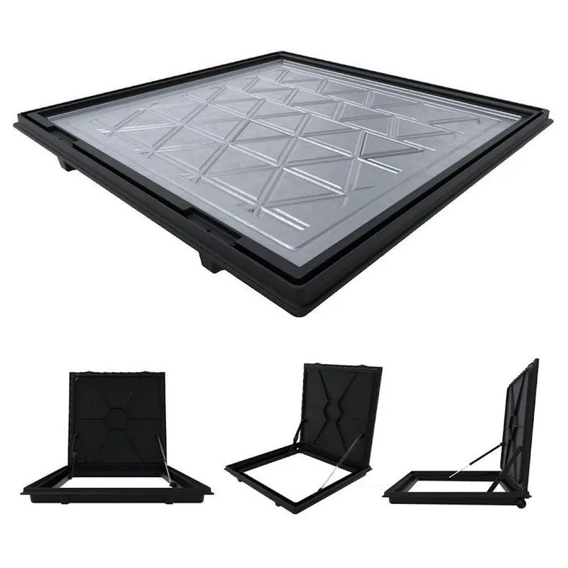 Tampa Piscina Casa Máquina 90x90 Articulada Rebaixada Preta