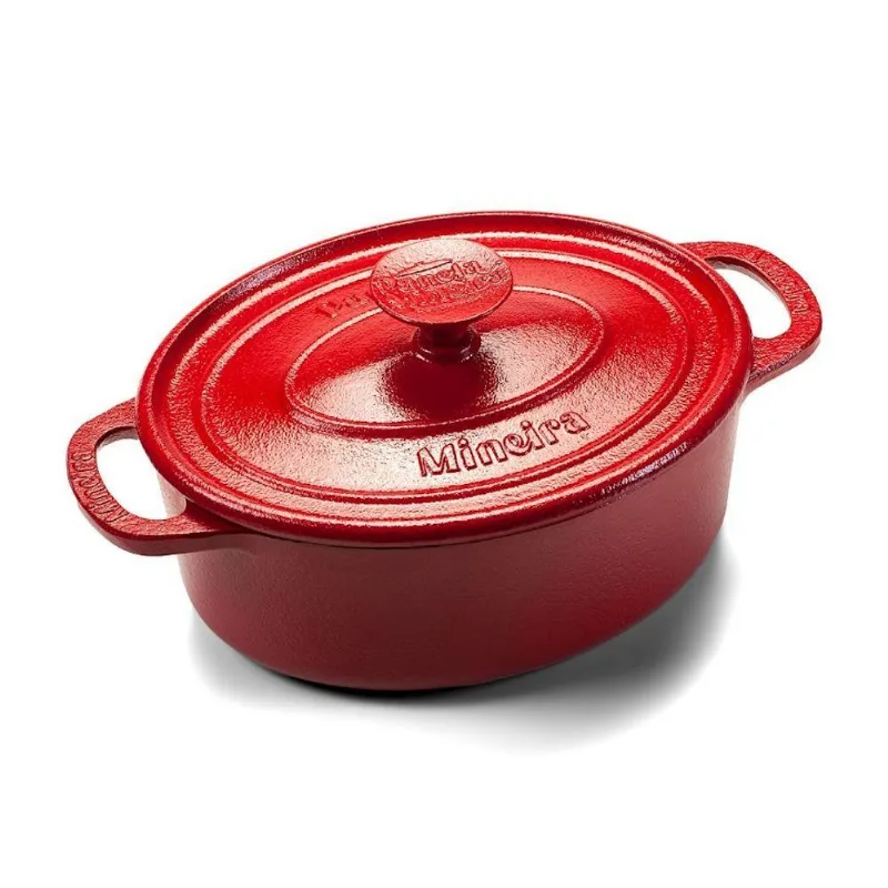 Caçarola Oval Estilo Vermelha Ferro Fundido 26x20CM 3,5L Panela Mineira
